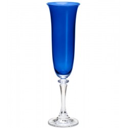 Jogo 6 Taças 175ml Para Champanhe de Cristal Ecológico Kleopatra Branta Lápis Blue